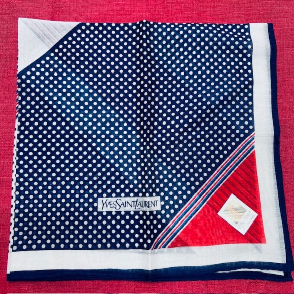 Set Necktie Silk : Hermes Paris & Les Mues Paris Blue + YSL Handkerchief 16"(48 - Picture 13 of 15